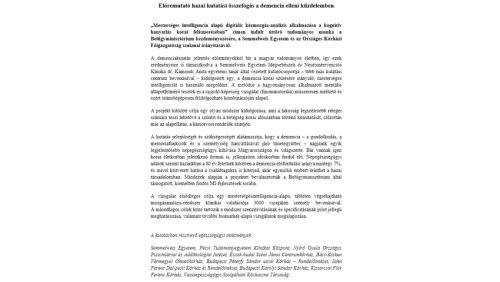 Hazai kutatási összefogás a demencia ellen